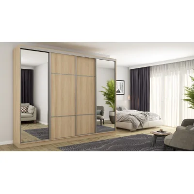 Szafa przesuwna 300x244 cm dąb lindberg 2 lustra - Grandero | eMeblast