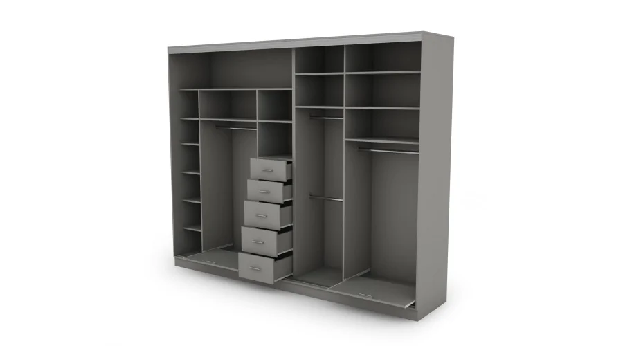 Szafa przesuwna 300x244 cm szary biel - Grandero | eMeblast