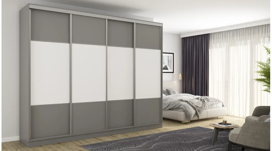 Szafa przesuwna 300x244 cm szary biel - Grandero | eMeblast