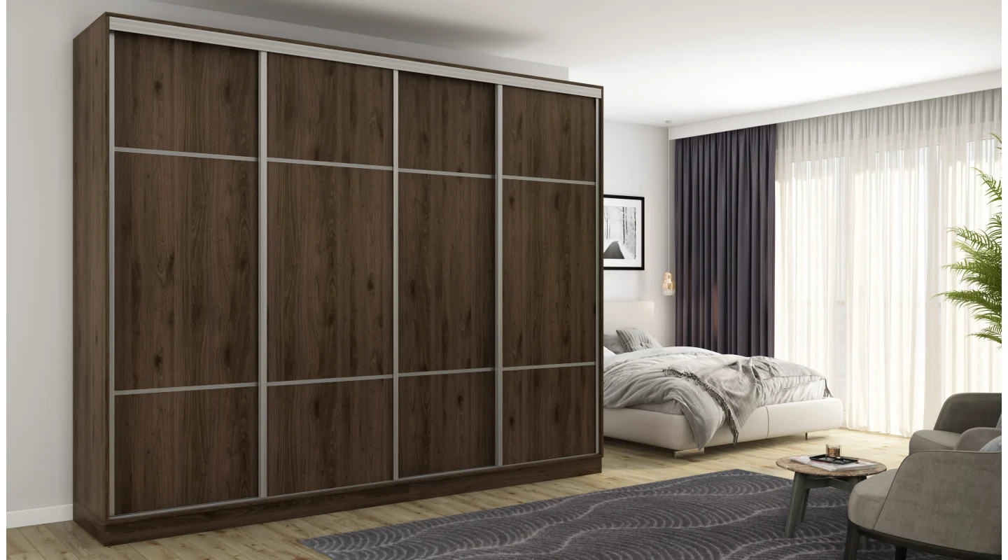 Szafa przesuwna 300x244 cm orzech okapi - Grandero | eMeblast