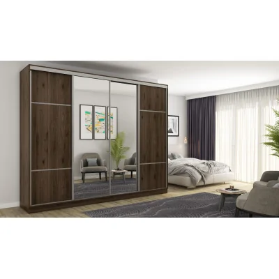 Szafa przesuwna 300x244 cm orzech okapi 2 lustra - Grandero | eMeblast