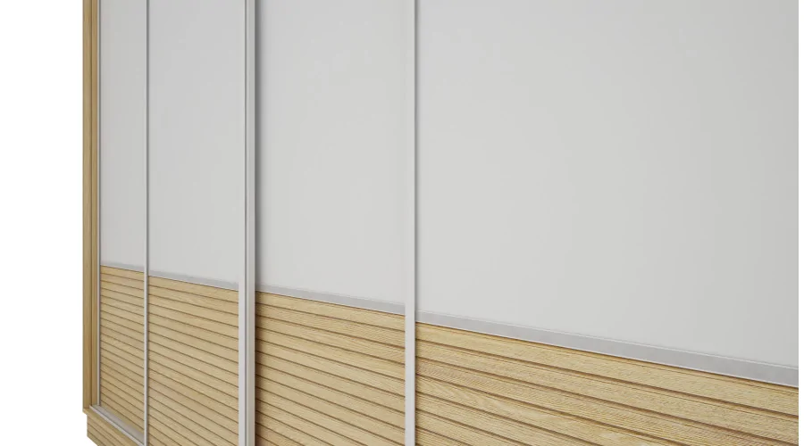 Szafa przesuwna 300x244 cm biel dąb gaja lamele - Grandero | eMeblast