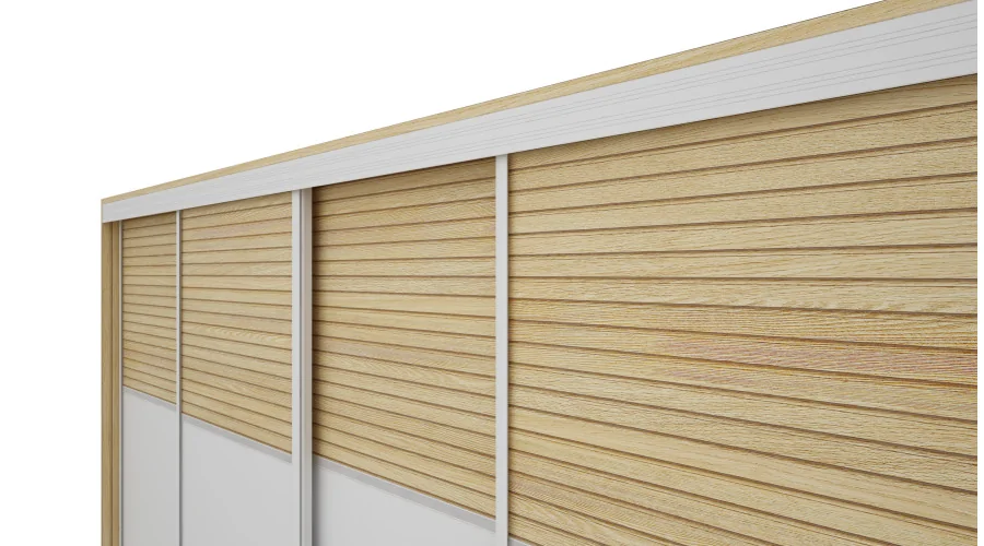 Szafa przesuwna 300x244 cm biel dąb gaja lamele - Grandero | eMeblast