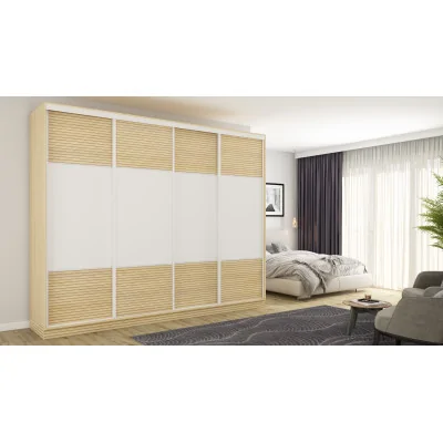 Szafa przesuwna 300x244 cm biel dąb gaja lamele - Grandero | eMeblast