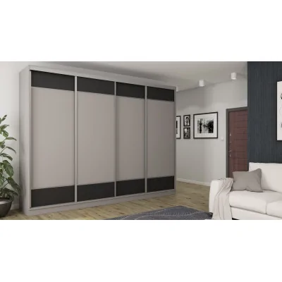 Szafa przesuwna 320x244 cm szary czarny 2 lustra - Varento | eMeblast
