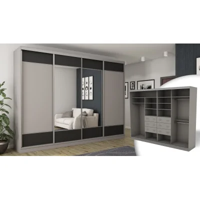 Szafa przesuwna 320x244 cm szary czarny 2 lustra - Varento | eMeblast