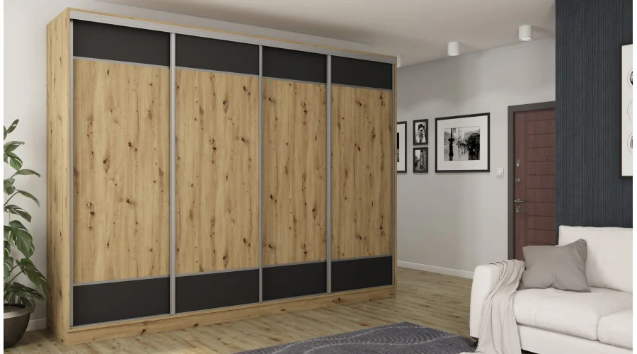 Szafa przesuwna 320x244 cm dąb artisan czarny - Varento | eMeblast