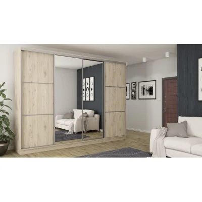 Szafa przesuwna 320x244 cm dąb bordeaux 2 lustra - Varento | eMeblast