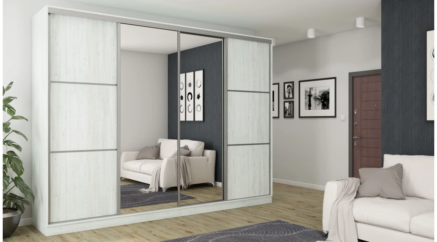 Szafa przesuwna 320x244 cm sosna anderson 2 lustra - Varento | eMeblast