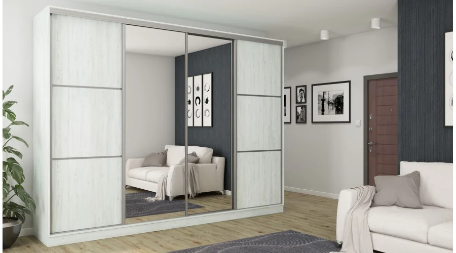Szafa przesuwna 320x244 cm sosna anderson 2 lustra - Varento | eMeblast
