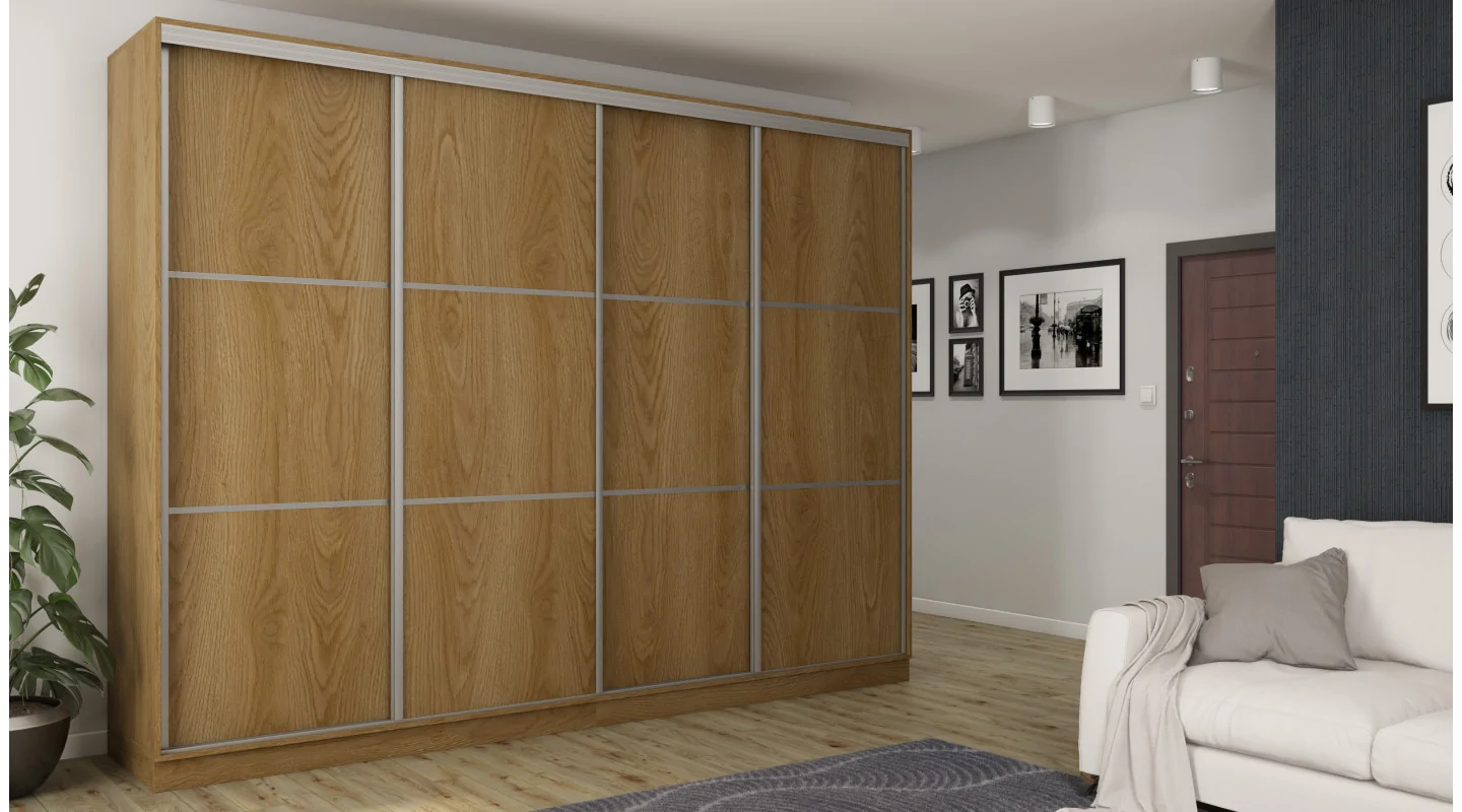 Szafa przesuwna 320x244 cm dąb karmel - Varento | eMeblast