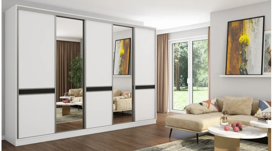 Szafa przesuwna 340x244 cm biel 2 lustra - Morvello | eMeblast