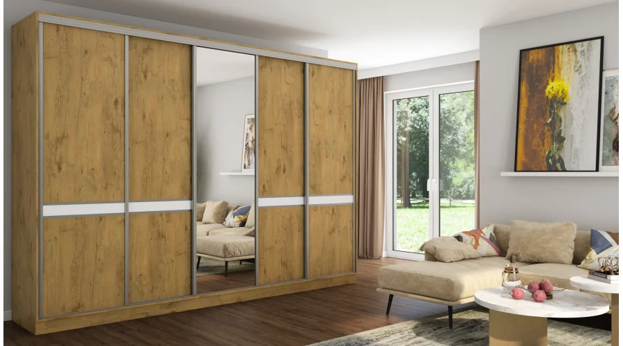 Szafa przesuwna 340x244 cm dąb lancelot z lustrem - Morvello | eMeblast