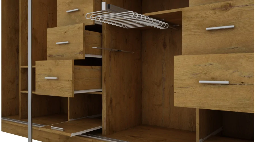 Szafa przesuwna 340x244 cm dąb lancelot z lustrem - Morvello | eMeblast