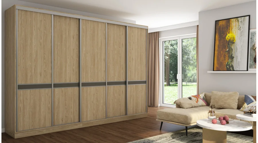 Szafa przesuwna 340x244 cm dąb olejowany - Morvello | eMeblast