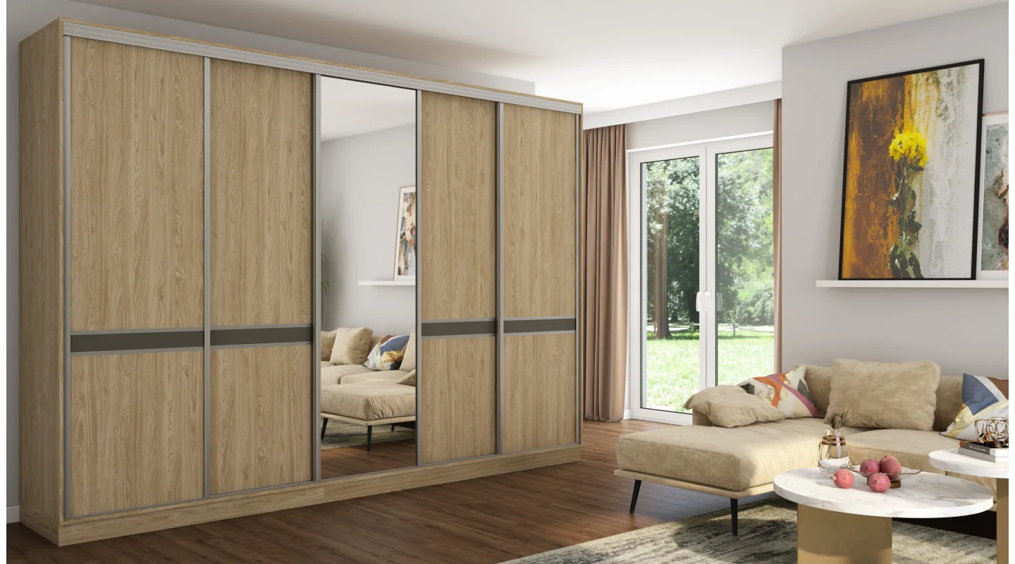 Szafa przesuwna 340x244 cm dąb olejowany - Morvello | eMeblast