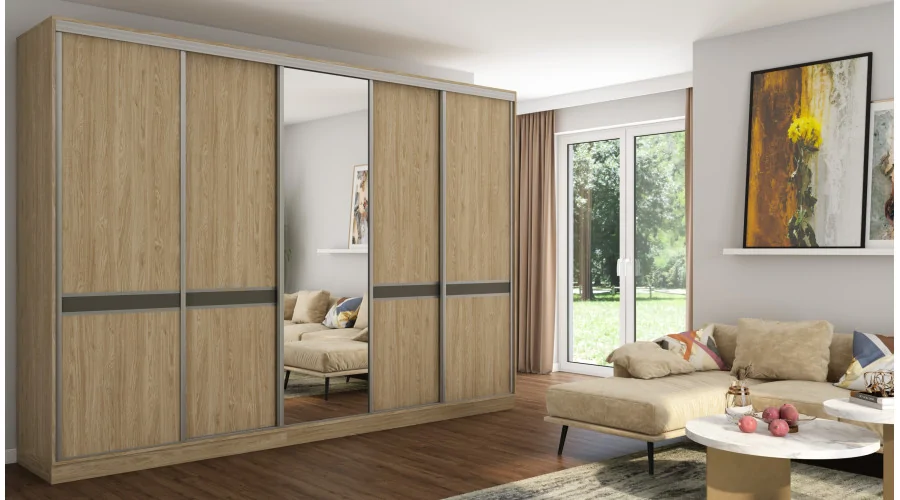 Szafa przesuwna 340x244 cm dąb olejowany - Morvello | eMeblast