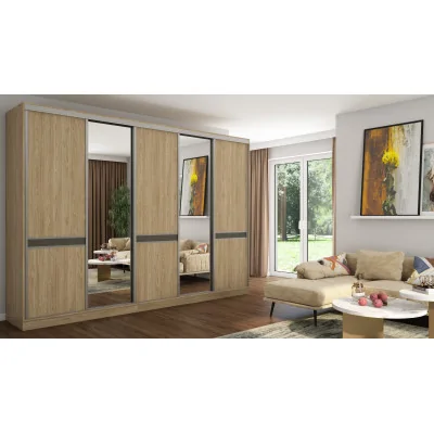 Szafa przesuwna 340x244 cm dąb olejowany 2 lustra - Morvello | eMeblast