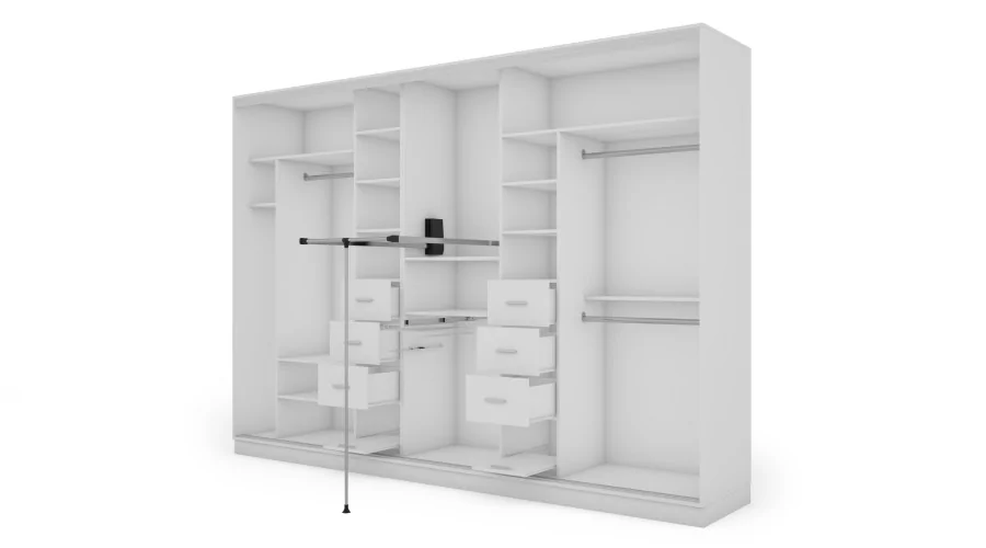 Szafa przesuwna 340x244 cm biel dąb gaja lamele - Morvello | eMeblast Szafa przesuwna 340x244 cm biel dąb gaja lamele - Morvello | eMeblast