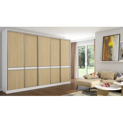 Szafa przesuwna 340x244 cm biel dąb gaja lamele - Morvello | eMeblast