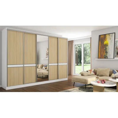 Szafa przesuwna 340x244 cm biel dąb gaja lamele - Morvello | eMeblast