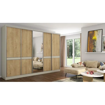 Szafa przesuwna 340x244 cm kaszmirowy beż dąb hamilton 2 lustra - Morvello | eMeblast