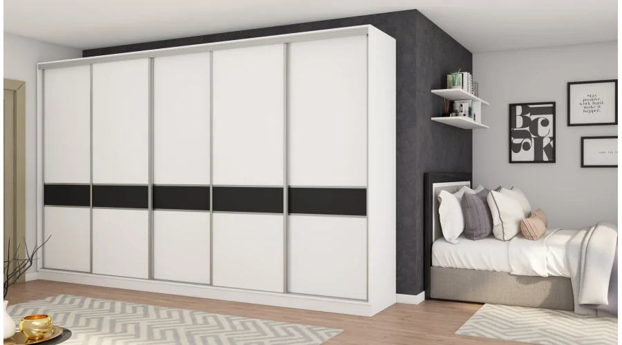 Szafa przesuwna 360x244 cm biel czarny - Torvello | eMeblast