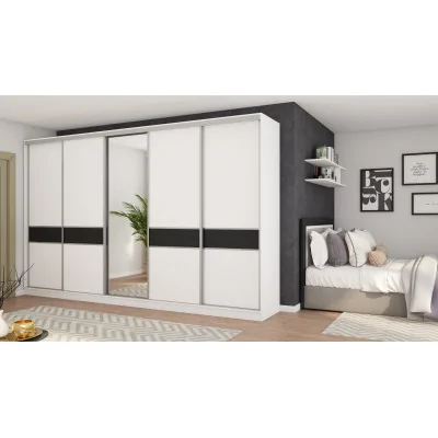 Szafa przesuwna 360x244 cm biel czarny z lustrem - Torvello | eMeblast