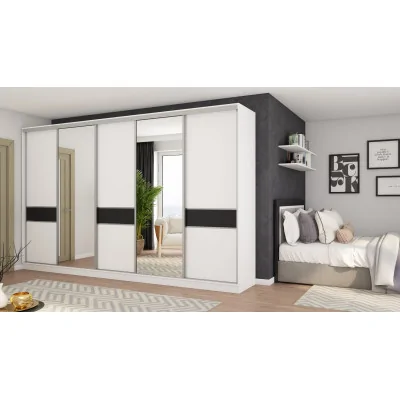 Szafa przesuwna 360x244 cm biel czarny 2 lustra - Torvello | eMeblast