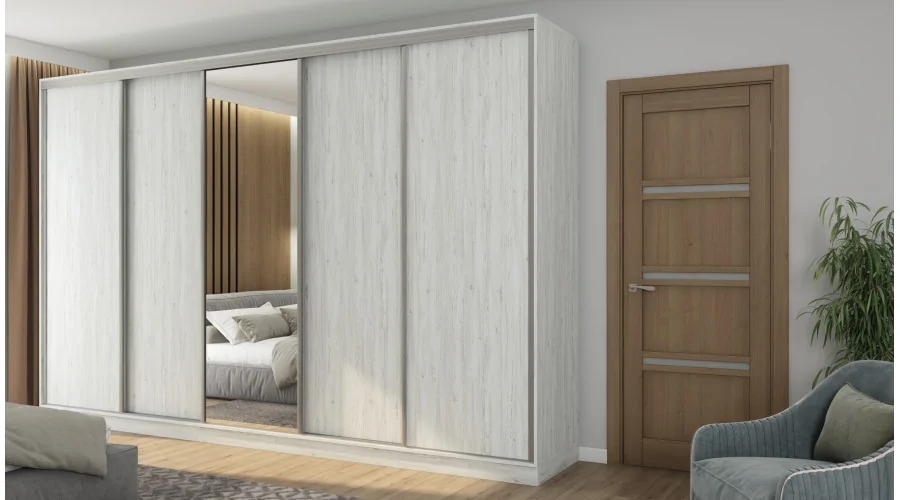 Szafa przesuwna 380x244 cm sosna anderson z lustrem - Navero | eMeblast