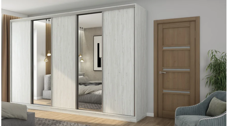 Szafa przesuwna 380x244 cm sosna anderson 2 lustra - Navero | eMeblast