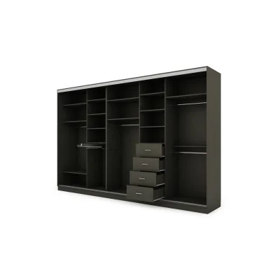 Szafa przesuwna 380x244 cm szary grafit wotan 2 lustra - Navero | eMeblast