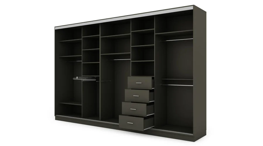 Szafa przesuwna 380x244 cm szary grafit wotan 2 lustra - Navero | eMeblast