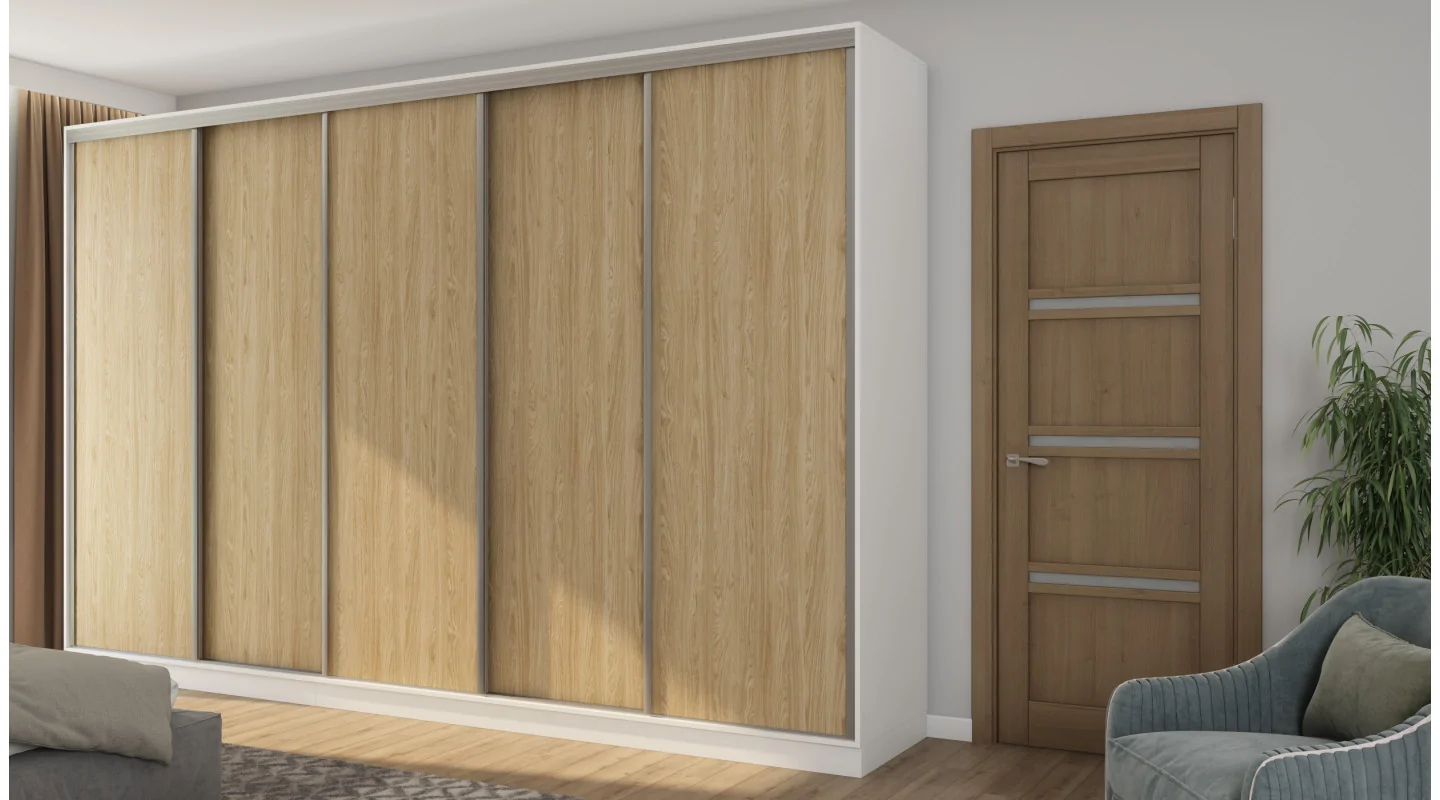Szafa przesuwna 380x244 cm biel /dąb olejowany - Navero | eMeblast