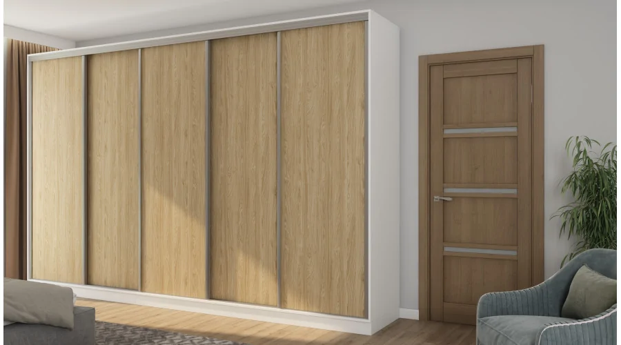 Szafa przesuwna 380x244 cm biel /dąb olejowany - Navero | eMeblast