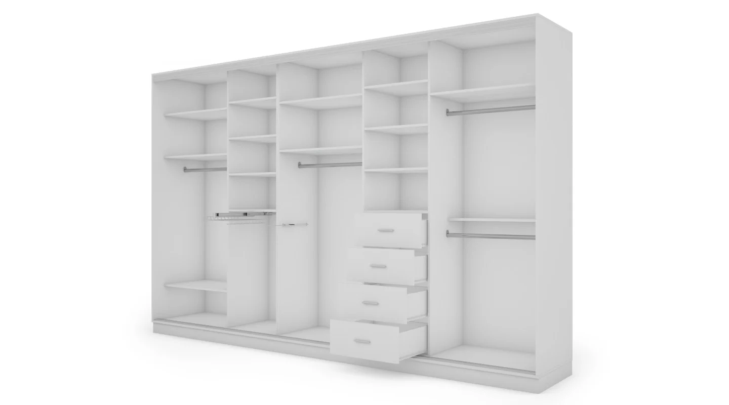 Szafa przesuwna 380x244 cm biel /dąb olejowany z lustrem - Navero | eMeblast
