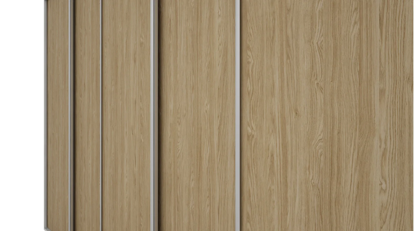 Szafa przesuwna 380x244 cm biel /dąb olejowany 2 lustra - Navero | eMeblast Szafa przesuwna 380x244 cm biel /dąb olejowany 2 lustra - Navero | eMeblast