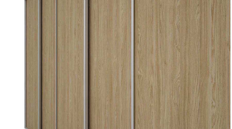 Szafa przesuwna 380x244 cm biel /dąb olejowany 2 lustra - Navero | eMeblast Szafa przesuwna 380x244 cm biel /dąb olejowany 2 lustra - Navero | eMeblast