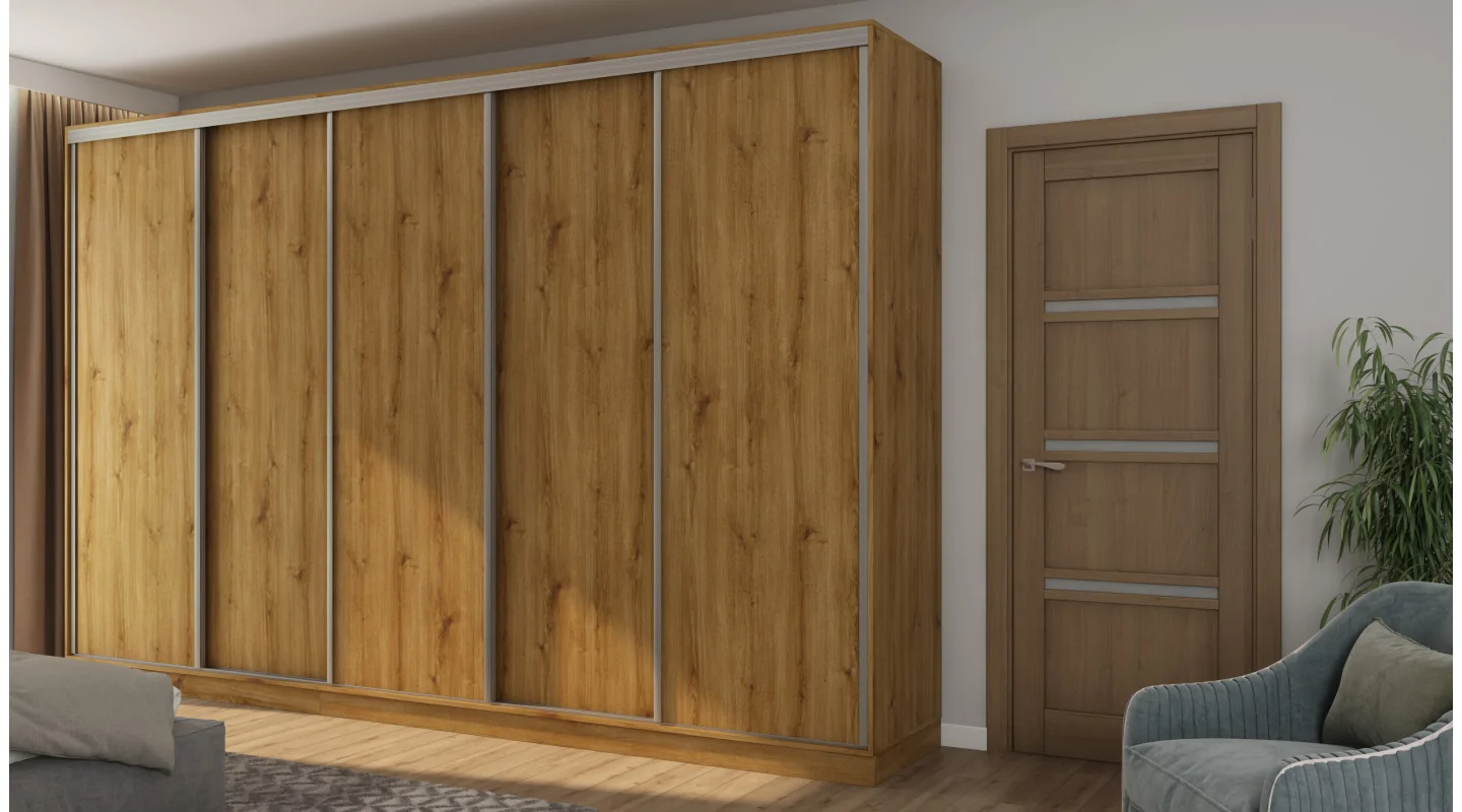 Szafa przesuwna 380x244 cm dąb carpenter whisky - Navero | eMeblast