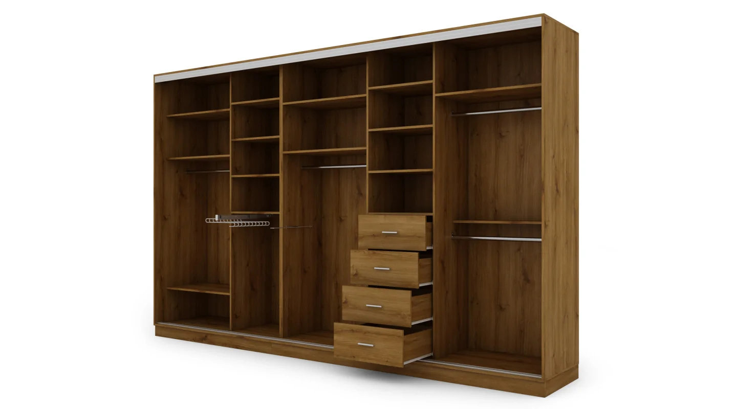 Szafa przesuwna 380x244 cm dąb carpenter whisky z lustrem - Navero | eMeblast