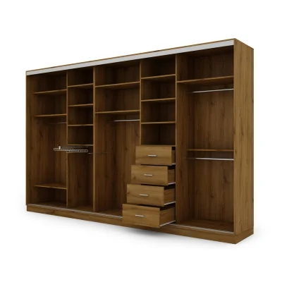 Szafa przesuwna 380x244 cm dąb carpenter whisky 2 lustra - Navero