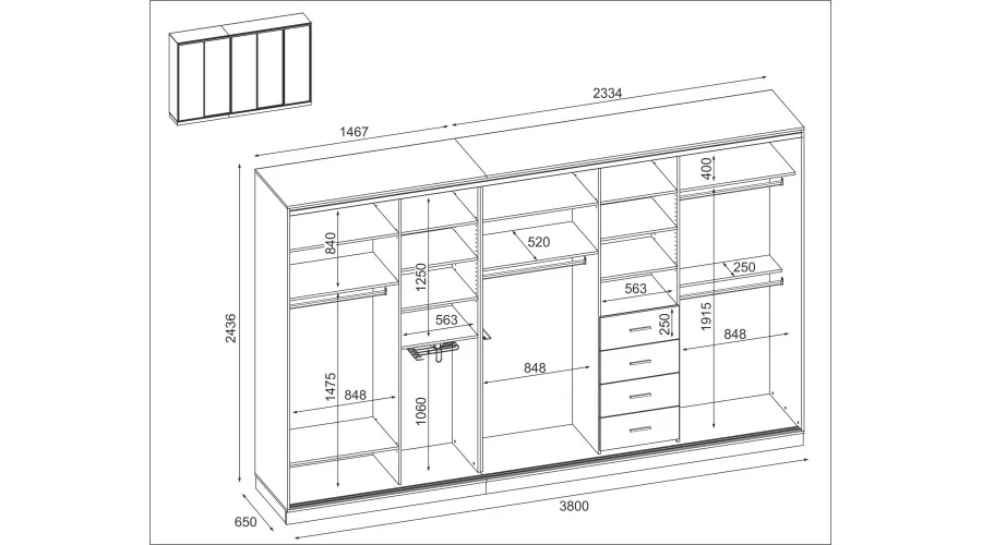 Szafa przesuwna 380x244 cm kaszmirowy beż - Navero | eMeblast
