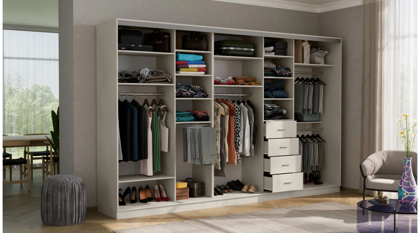 Szafa przesuwna 380x244 cm kaszmirowy beż - Navero | eMeblast