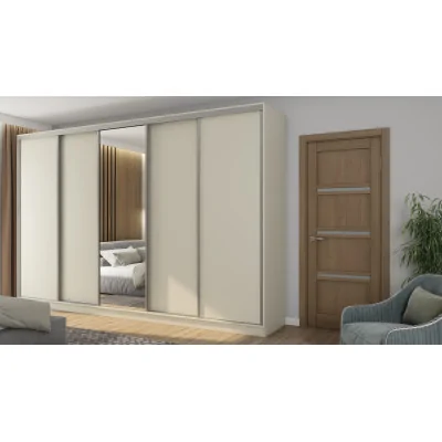 Szafa przesuwna 380x244 cm kaszmirowy beż z lustrem - Navero | eMeblast
