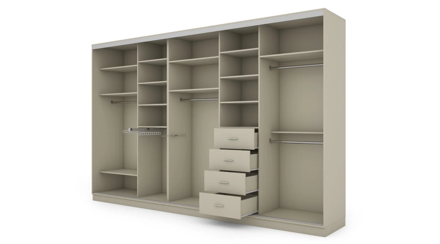 Szafa przesuwna 380x244 cm kaszmirowy beż 2 lustra - Navero | eMeblast