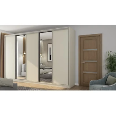 Szafa przesuwna 380x244 cm kaszmirowy beż 2 lustra - Navero | eMeblast