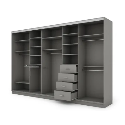 Szafa przesuwna 380x244 cm szary platynowy /czarny - Navero | eMeblast Szafa przesuwna 380x244 cm szary platynowy /czarny - Navero | eMeblast