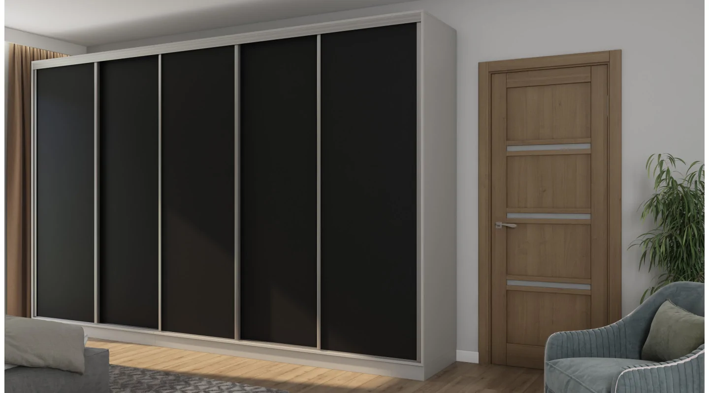 Szafa przesuwna 380x244 cm szary platynowy /czarny - Navero | eMeblast