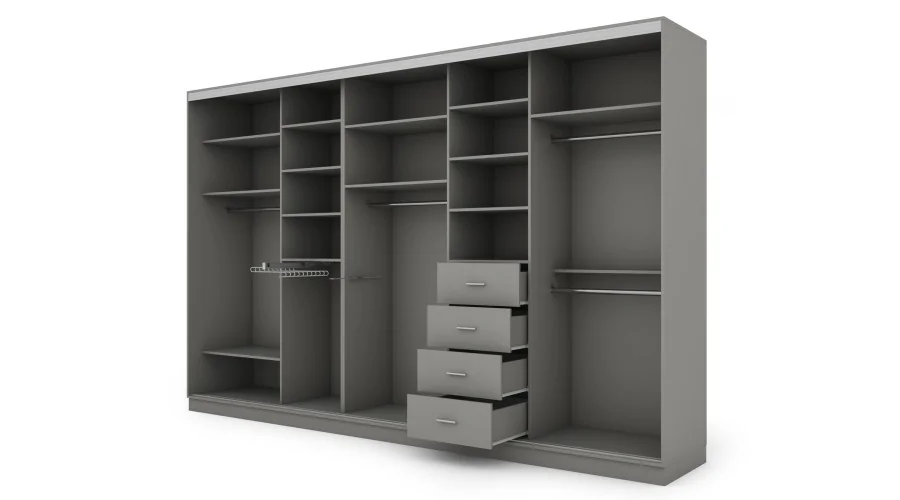 Szafa przesuwna 380x244 cm szary platynowy czarny z lustrem - Navero | eMeblast