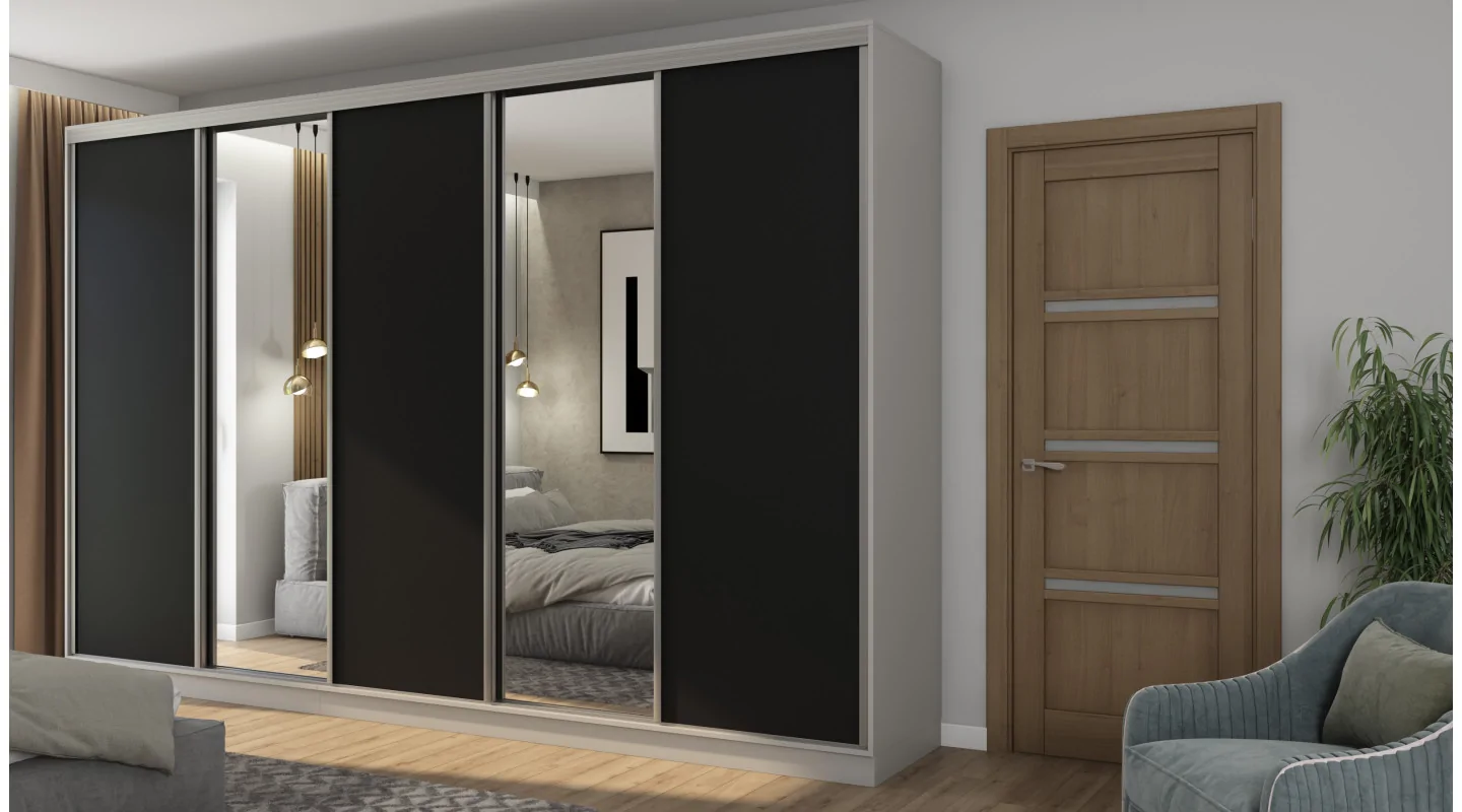 Szafa przesuwna 380x244 cm szary platynowy czarny - Navero | eMeblast